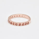 Genuine Garnet Ring - Rose Gold Band - Red Eternity Ring