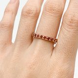 Genuine Garnet Ring - Rose Gold Band - Red Eternity Ring