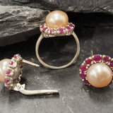 Flower Pearl Ring - Genuine Beige Pearl - Victorian Pearl Ring