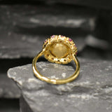 Gold Pearl Ring - Pearl Flower Ring - Natural Ruby Ring