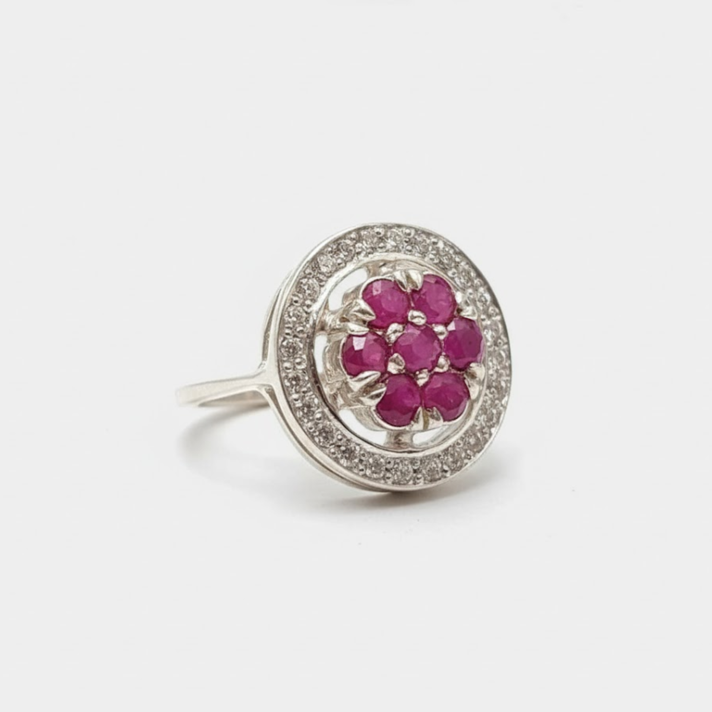 Elegant Ruby Ring in 925 Sterling Silver, featuring a vibrant red stone, perfect for July birthdays and everyday elegance.