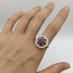 Stunning 925 Sterling Silver ring with a cluster of natural red rubies, a timeless gift for July birthdays and special moments.