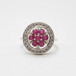 Natural Ruby Ring made in 925 Sterling Silver with Round Natural Red Ruby in Cluster setting, July Birthstone gift idea, symbolizes nobility, purity, and passion, ideal for everyday wear and perfect for birthday gifting and special occasions.