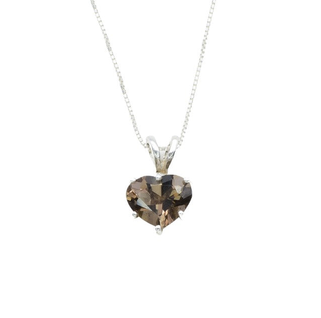 Dainty Heart Pendant, Smoky Topaz Pendant, Natural Smoky Topaz, Heart Necklace, Brown Stone Pendant, Love Necklace, Love Pendant, 925 Silver