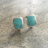 Turquoise Rectangle Studs - Genuine Turquoise Earrings - Sleeping Beauty Turquoise