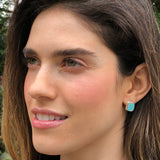 Turquoise Rectangle Studs - Genuine Turquoise Earrings - Sleeping Beauty Turquoise