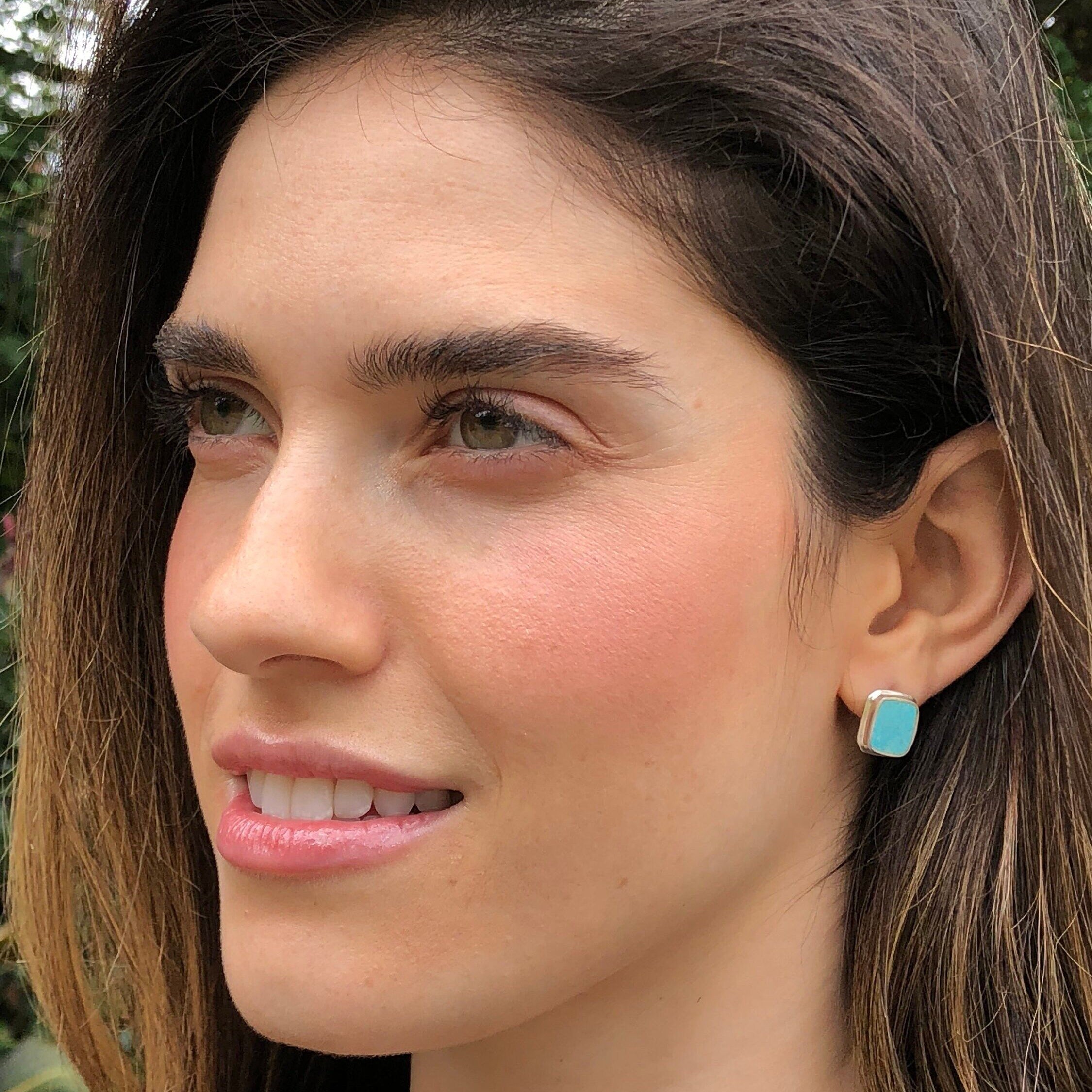 Turquoise Earrings, Natural Turquoise, Sleeping Beauty, January Birthstone, Real Turquoise, Solid Silver, Pure Silver, Sleeping Beauty Studs