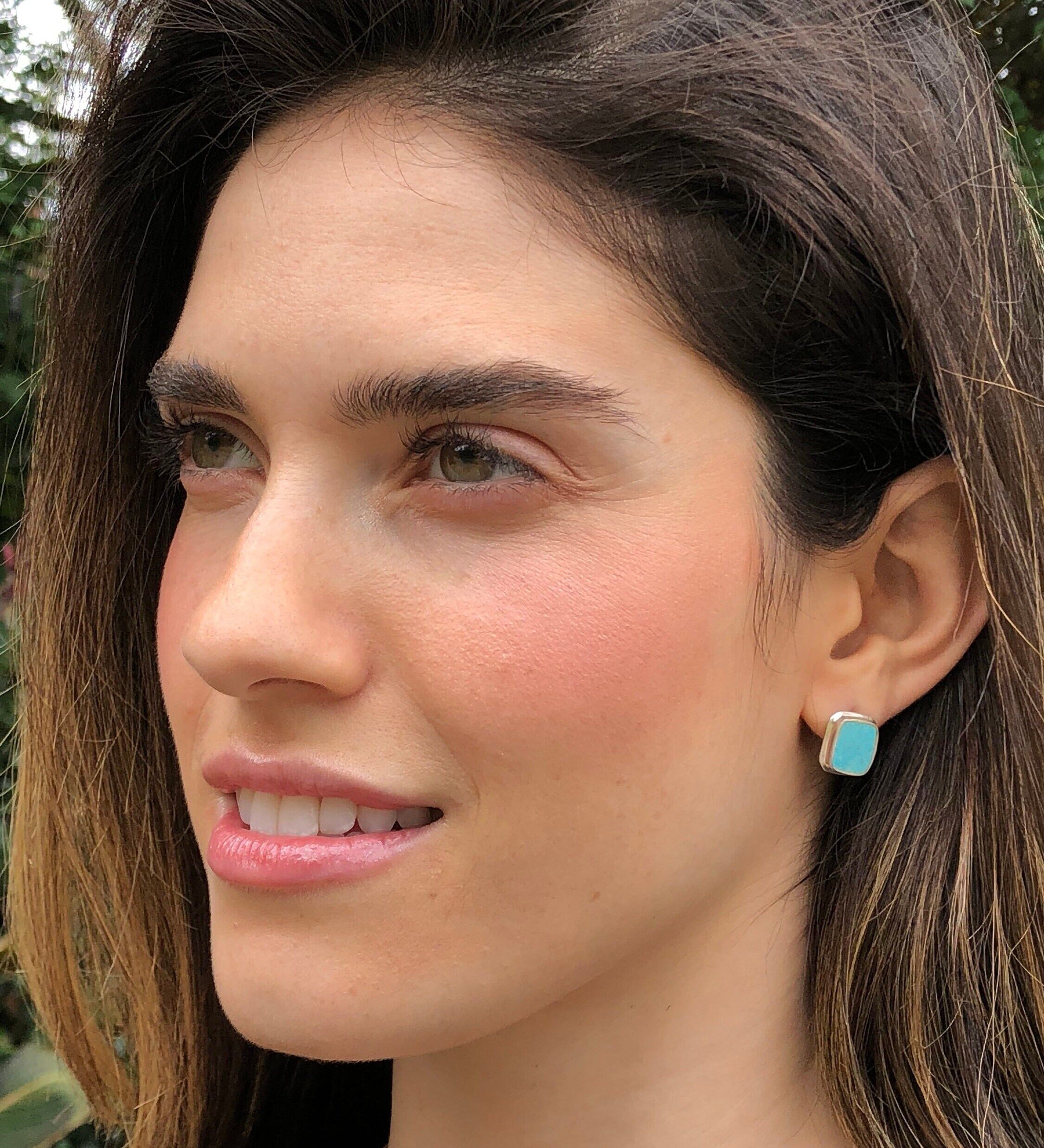 Turquoise Earrings, Natural Turquoise, Sleeping Beauty, January Birthstone, Real Turquoise, Solid Silver, Pure Silver, Sleeping Beauty Studs