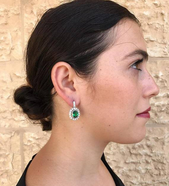 Chrysoprase Earrings, Natural Chrysoprase, Vintage Earrings, May Birthstone, Unique Earrings, May Earrings, Silver Earrings, Chrysoprase