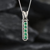 Emerald Pendant - Green Vertical Necklace - Vintage Bar Necklace