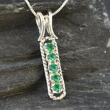 Emerald Pendant - Green Vertical Necklace - Vintage Bar Necklace