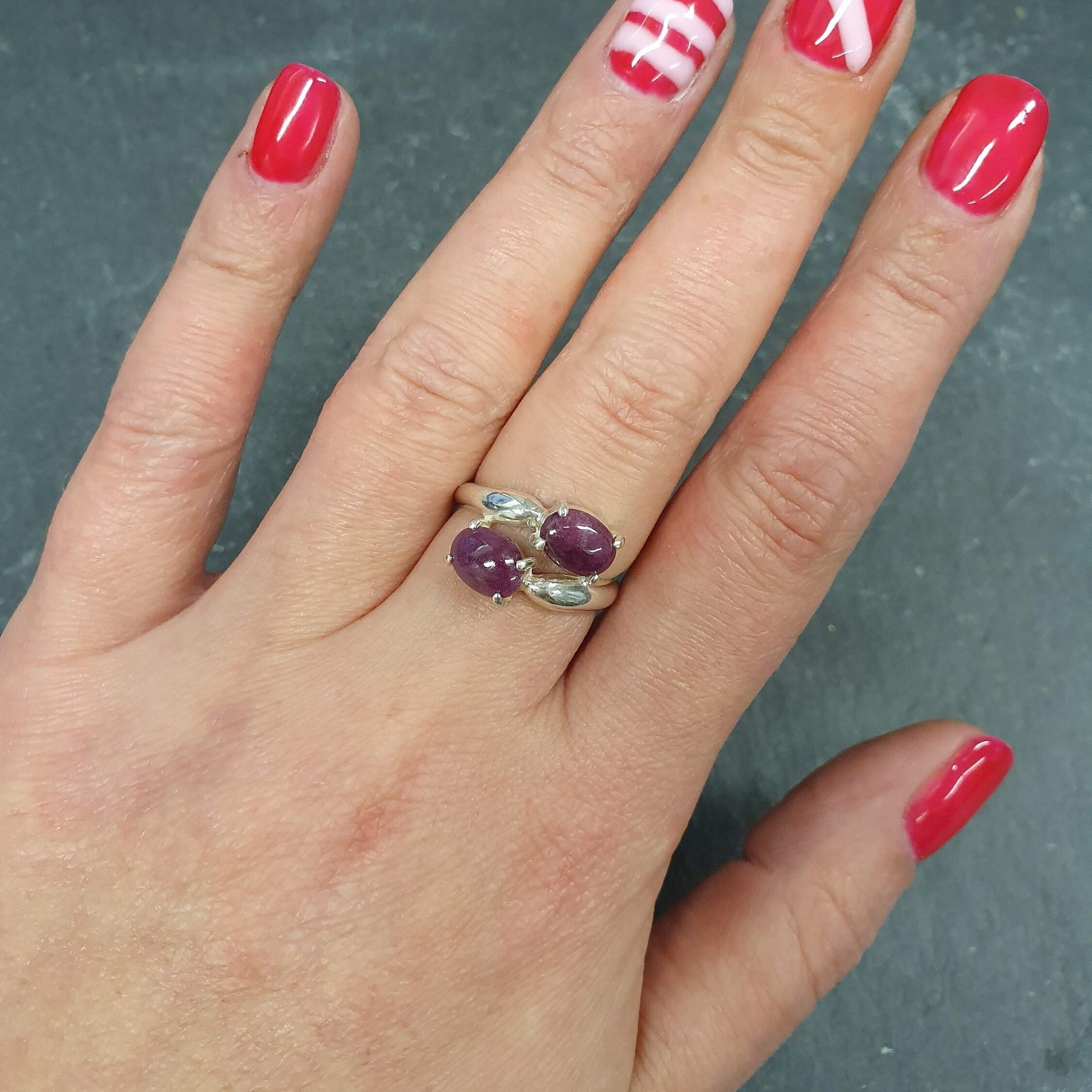 Elegant 925 Sterling Silver Ring featuring an Oval Natural Red Ruby, perfect for birthdays and special occasions.