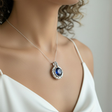 Dazzling created blue sapphire pendant in 925 sterling silver, a symbol of loyalty, ideal for gifting on any occasion.