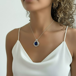 Created Sapphire Pendant in 925 Sterling Silver, featuring a round blue sapphire, perfect for birthdays and special occasions.