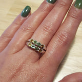 Multicolor Tourmaline Ring - Double Row Ring - Tourmaline Silver Ring