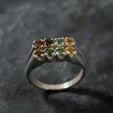 Multicolor Tourmaline Ring - Double Row Ring - Tourmaline Silver Ring