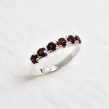 Half Eternity Garnet Ring - Natural Garnet Ring - Gold Garnet Band