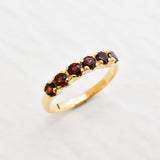 Genuine Garnet Ring - Half Eternity Band - Red Classic Ring