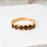 Garnet Band, Natural Garnet, January Birthstone, Half Eternity Band, Red Vintage Ring, Red Diamond Ring, Eternity Band, Solid Silver Ring(1)