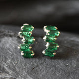 Baguette Emerald Earrings - Long Green Earrings - Five Stone Earrings