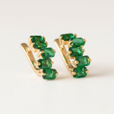 Created Emerald Earrings made in 18k Gold Vermeil with Emerald Created Green Emerald in Cluster setting, May Birthstone gift idea, symbolizes, ideal for everyday wear and perfect for birthday gifting and special occasions.