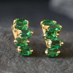 Created Emerald Earrings made in 18k Gold Vermeil with Emerald Created Green Emerald in Cluster setting, May Birthstone gift idea, symbolizes, ideal for everyday wear and perfect for birthday gifting and special occasions.