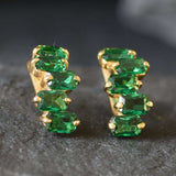 Created Emerald Earrings made in 18k Gold Vermeil with Emerald Created Green Emerald in Cluster setting, May Birthstone gift idea, symbolizes, ideal for everyday wear and perfect for birthday gifting and special occasions.