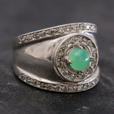 Big Silver Ring, Chrysoprase Ring, Natural Chrysoprase, Australian Chrysoprase, May Birthstone, Vintage Ring, May Ring, Solid Silver Ring