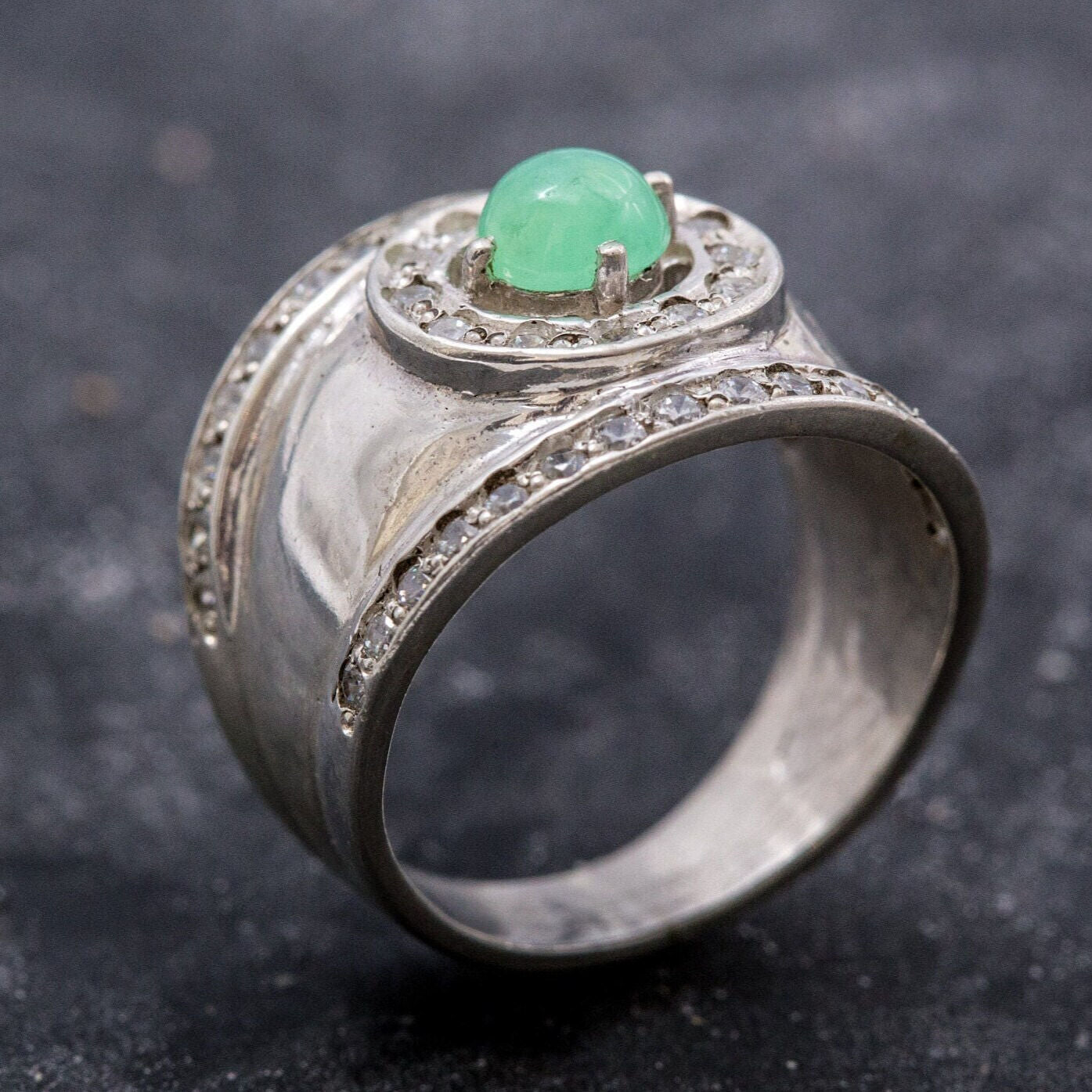 Big Silver Ring, Chrysoprase Ring, Natural Chrysoprase, Australian Chrysoprase, May Birthstone, Vintage Ring, May Ring, Solid Silver Ring