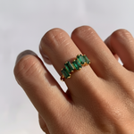 Luxurious 18k Gold Vermeil Emerald Ring featuring a Created Green Emerald, ideal for gifting at special occasions and birthdays.
