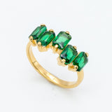 Created Emerald Ring made in 18k Gold Vermeil with Emerald Created Green Emerald in Cluster setting, May Birthstone gift idea, symbolizes, ideal for everyday wear and perfect for birthday gifting and special occasions.