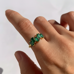 18k Gold Vermeil Emerald Ring with Created Green Emerald, perfect May birthstone gift for birthdays and special occasions.