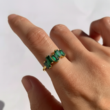 18k Gold Vermeil Emerald Ring with Created Green Emerald, perfect May birthstone gift for birthdays and special occasions.