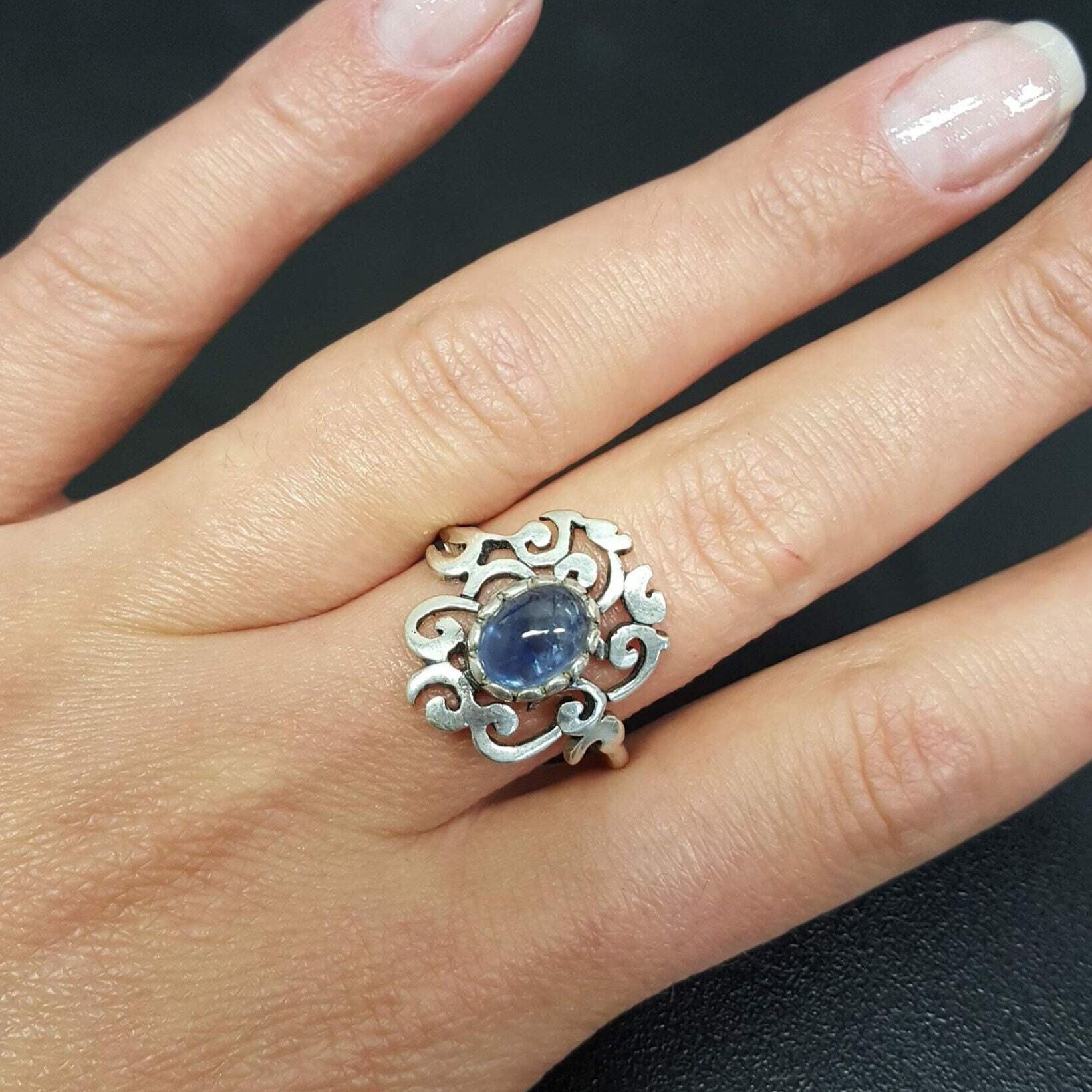 Tourmaline Ring, Blue Tourmaline Ring, October Birthstone, Vintage Rings, Artistic Ring, Blue Tourmaline, Solid Silver Ring, Tourmaline