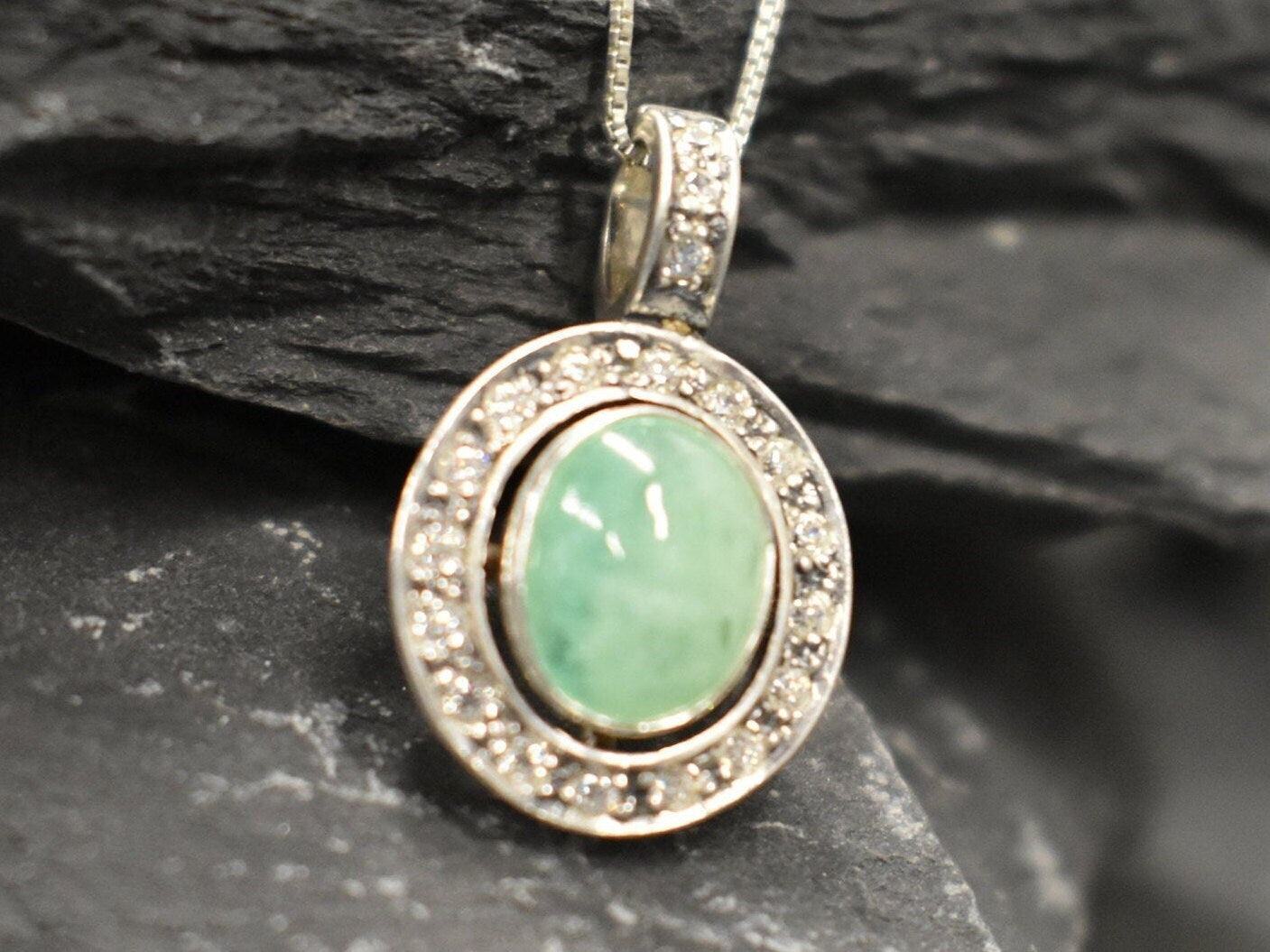 Emerald Pendant, Natural Emerald, May Birthstone, Victorian Pendant, Green Pendant, Emerald Necklace, Vintage Pendant, Solid Silver Pendant