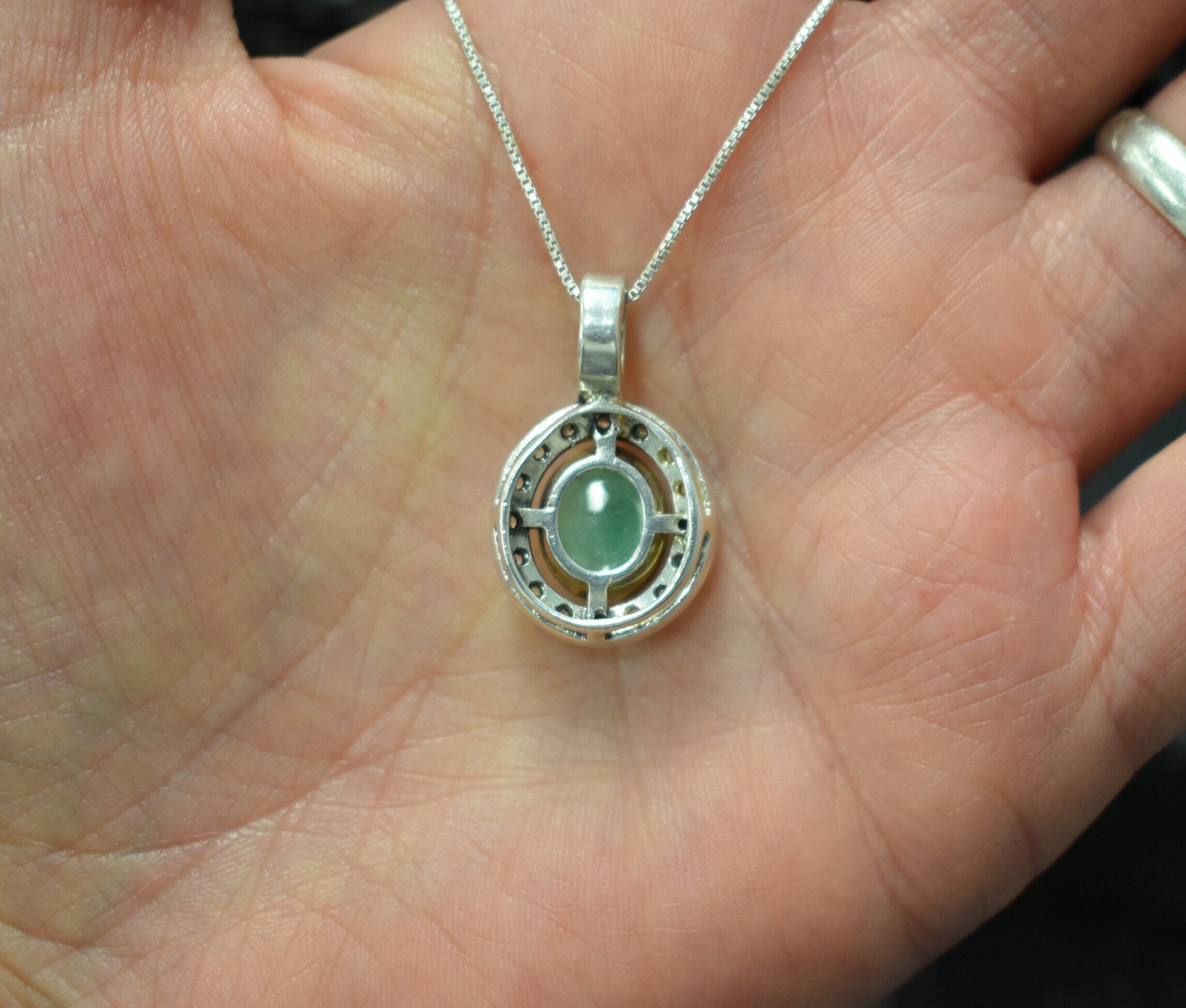 Emerald Pendant, Natural Emerald, May Birthstone, Victorian Pendant, Green Pendant, Emerald Necklace, Vintage Pendant, Solid Silver Pendant