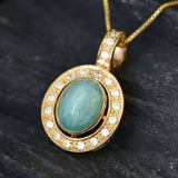 Natural Emerald Pendant made in 18k Gold Vermeil with Oval Natural Green Emerald in Bezel setting, May Birthstone gift idea, symbolizes growth, harmony, and deep emotional healing, ideal for everyday wear and perfect for birthday gifting and special occasions.
