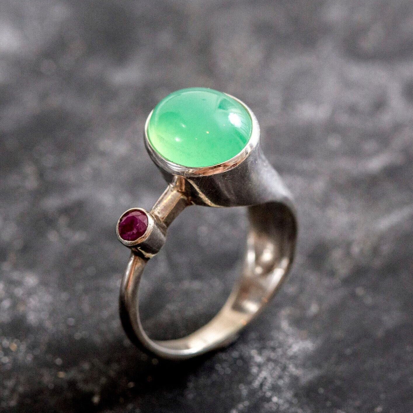 Chrysoprase Ring, Natural Chrysoprase, Artistic Ring, Large Chrysoprase, Vintage Rings, Ruby Ring, Vintage Silver Ring, Chrysoprase, Ruby