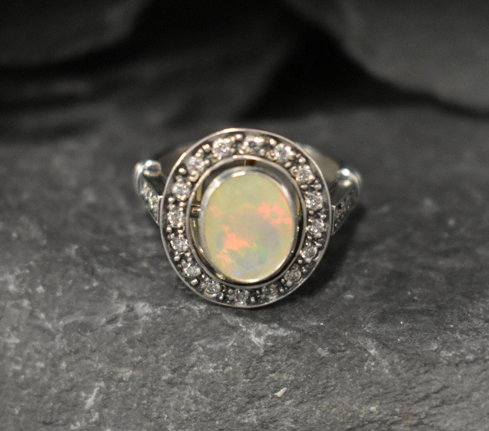 Opal Ring, Natural Opal Ring, Ethiopian Opal, Vintage Opal Ring, Natural Fire Opal, Vintage Opal, Vintage Rings, Antique Opal, Fire Opal