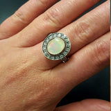 Genuine Opal Ring - Vintage Oval Ring - Fire Opal Ring