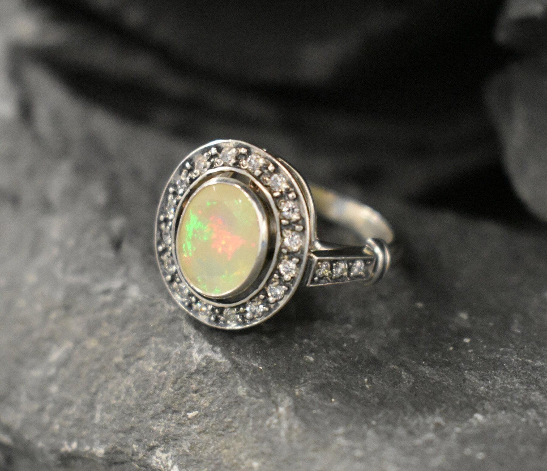 Opal Ring, Natural Opal Ring, Ethiopian Opal, Vintage Opal Ring, Natural Fire Opal, Vintage Opal, Vintage Rings, Antique Opal, Fire Opal