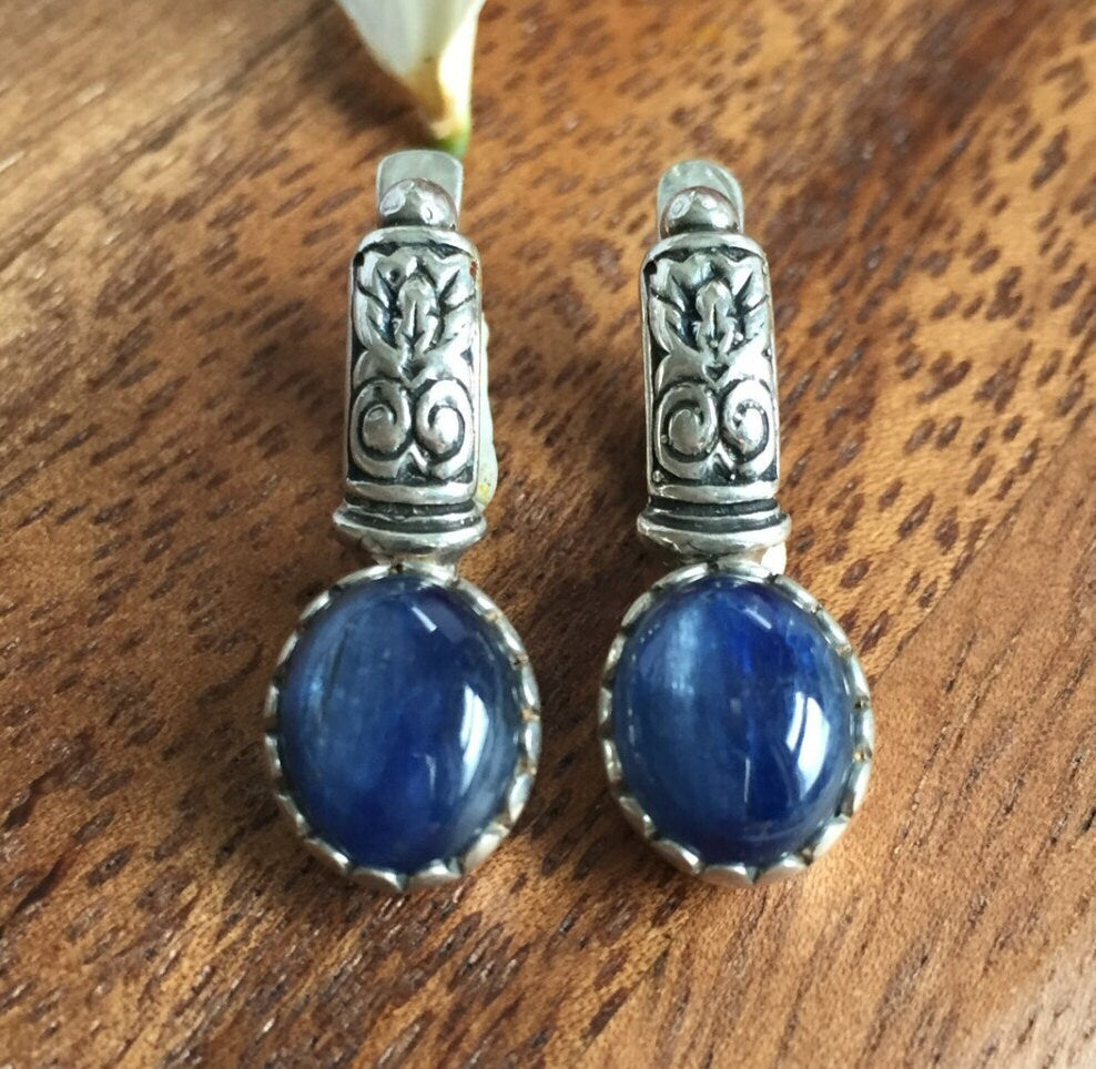Kyanite Earrings, Natural Kyanite, Kyanite, Vintage Earrings, Solid Silver Earrings, Sterling Earrings, Silver Earrings, Blue Earrings
