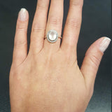 Rose Quartz Ring - Natural Rose Quartz - Pink Oval Silver Ring