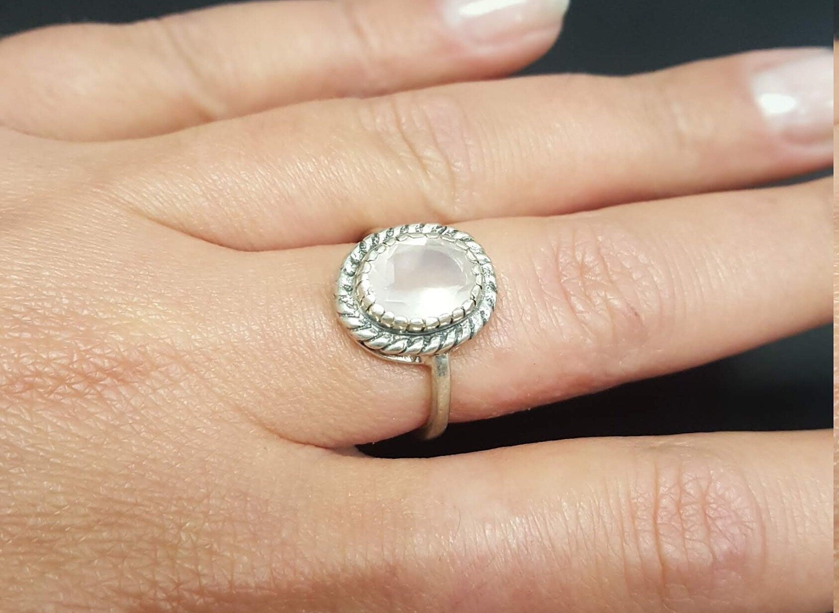 Rose Quartz Ring, Natural Rose Quartz, Pink Ring, January Birthstone, Vintage Rings, Solid Silver Ring, January Ring, Quartz, Rose Quartz