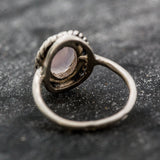 Rose Quartz Ring - Natural Rose Quartz - Pink Oval Silver Ring