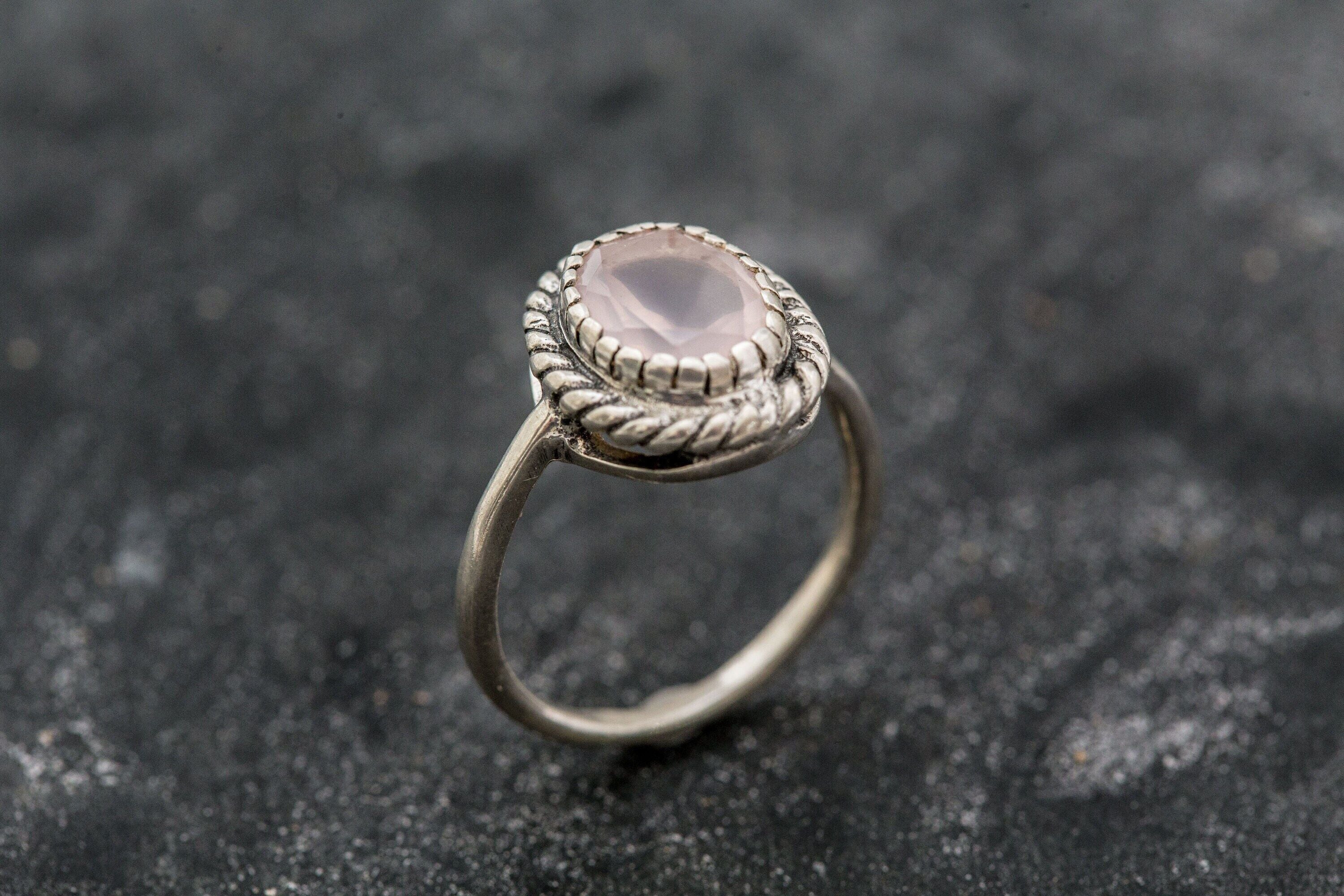 Rose Quartz Ring, Natural Rose Quartz, Pink Ring, January Birthstone, Vintage Rings, Solid Silver Ring, January Ring, Quartz, Rose Quartz