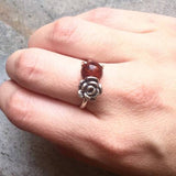 Statement Pearl Ring - Silver Rose Ring - Natural Pearl Ring