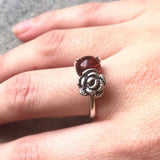 Statement Pearl Ring - Silver Rose Ring - Natural Pearl Ring