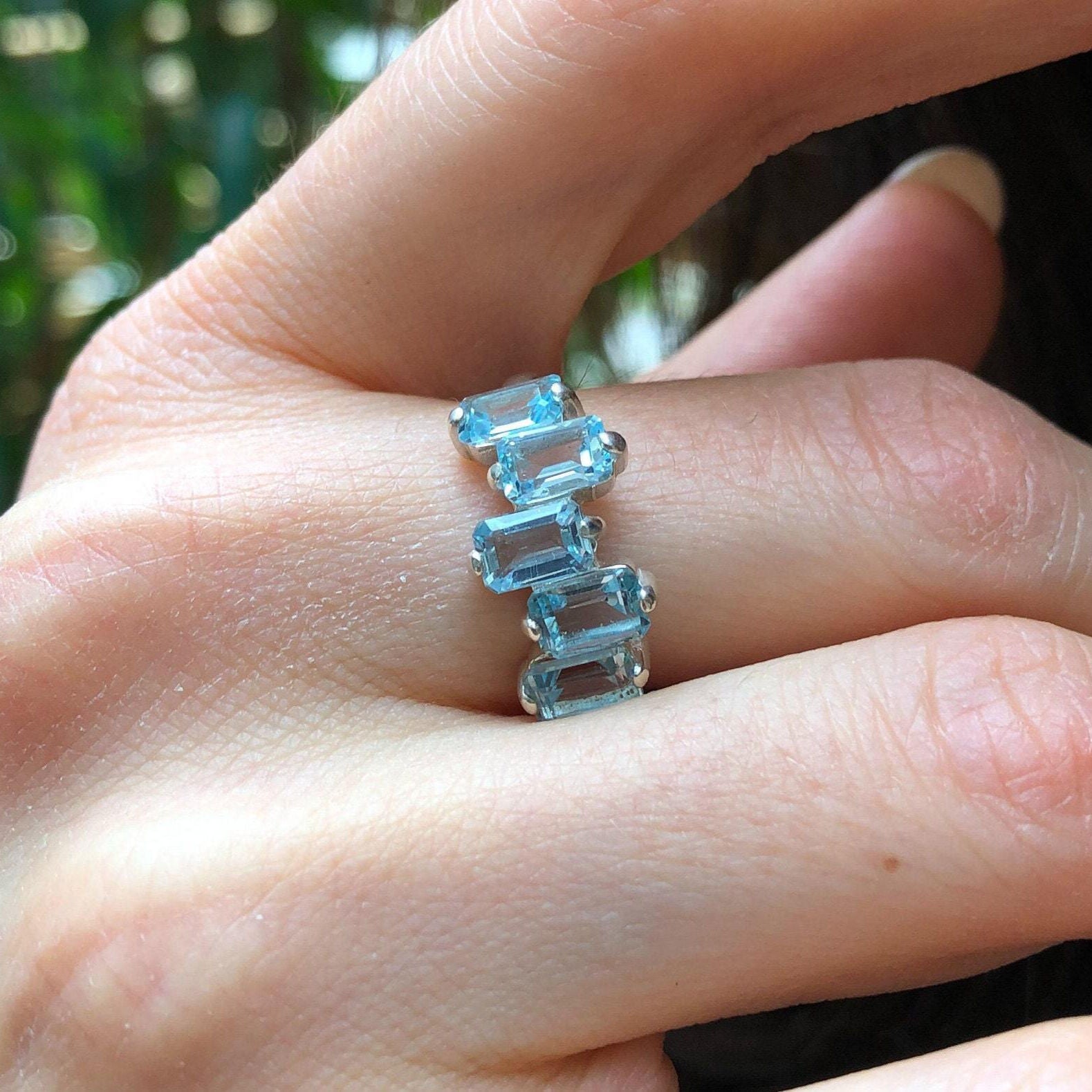 Blue Topaz Ring, Natural Blue Topaz, December Birthstone, Asymmetric Ring, Vintage Ring, Unique Design Ring, Topaz Ring, Solid Silver Ring