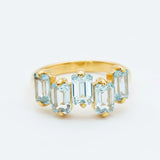 Elegant 18k Gold Vermeil Blue Topaz Ring with cluster design, ideal December birthstone gift, represents clarity and emotional balance.